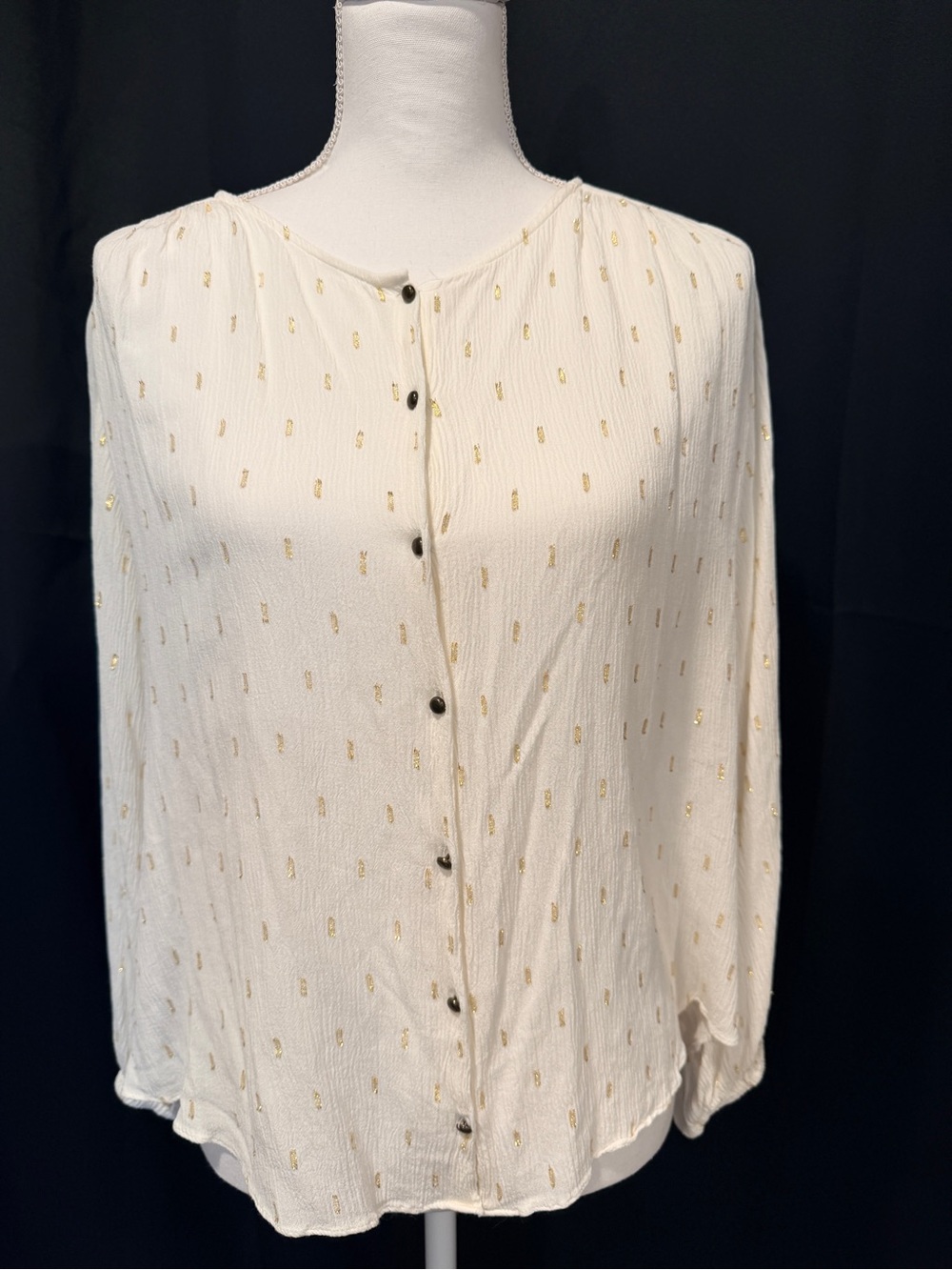 Zara Cream Blouse with Gold Dot Detail